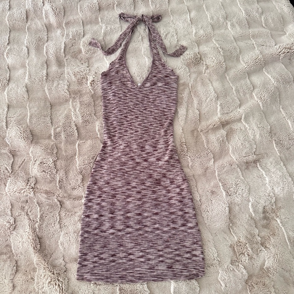Garage Heathered Mauve Halter Bodycon Mini Dress